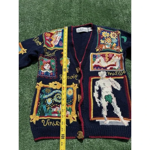 VERY RARE BellePointe Art Cardigan Knit Sweater Van Gogh Matisse Renoir Small - Picture 10 of 14
